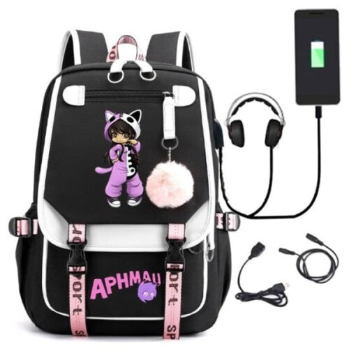 Batoh Aphmau dětské batohy batoh s USB portem1ks modrá3modrá3 1