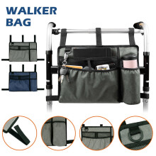 Walker Bag with Cup Holder, Large Capacity Storage Pouch Compatible with Most Rollators & Wheelchairs, Gray