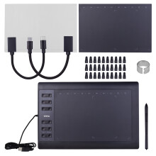 10x6 Inch Professional Graphics Drawing Tablet, 8192 Levels Pressure Battery-Free Pen Stylus, 12 Express Keys, for Painting Designing Online Course