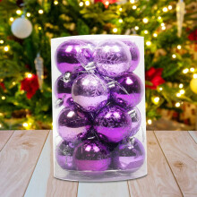 Honeeladyy16 stuks kerstballen mini-ornamenten feestdecoraties onbreekbare festivalhangers voor nieuwjaar kerstboomversiering (2,36''/60mm)
