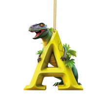 Jouluinen dinosaurus akryyli AZ-kirjaimien koristesetti kuusen koristeluun