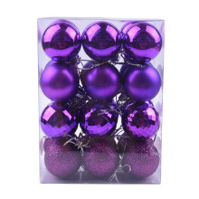 Ympuoqn40mm onbreekbare plastic kerstballen, paars, 24-delige set met delicate versieringen, geschikt om in de kerstboom te hangen