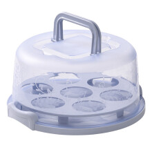 Kafsov Double-Sided Cake Box with Lid, Compatible with 10-inch Cakes & Cupcakes, Adjustable Handles, Transparent & Blue, for Safe Storage & Transport