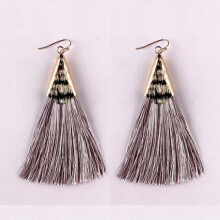 Kolczyki RSAMD Boho Tassel Gold Metallic dla kobiet z jedwabnymi frędzlami – mix szarości