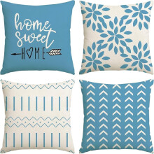 Fodere per cuscini verdi 18x18, set da 4, compatibili con cuscini decorativi da esterno per divano, federe in lino in stile rustico moderno estivo