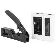Pince à sertir modulaire CAT5/CAT6A/CAT7 avec kit de test de câbles réseau RJ45/RJ12/RJ11