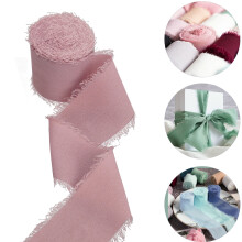 Fita de seda chiffon Seewan1Roll, 3,8 cm x 1,5 m, tecido de franja ecológico para convites de casamento, buquês, decoração, embrulho de presentes