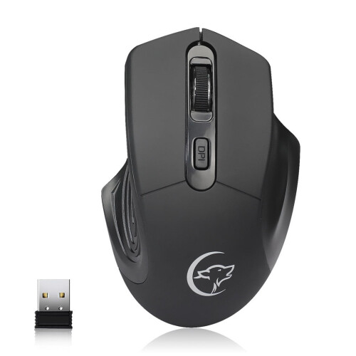 Mouse da gioco ottico USB wireless a 2,4 GHz, 2400 DPI, ricaricabile e silenzioso per PC. 1