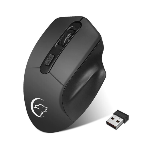 Mouse da gioco ottico USB wireless a 2,4 GHz, 2400 DPI, ricaricabile e silenzioso per PC. 2