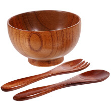 Tiefes Holzschüssel-Set zum Mischen von Salaten und Brot sowie zum Servieren von Obst in der Küche
