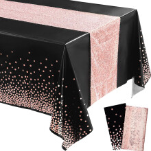 Conjunto de Toalha de Mesa e Caminho de Mesa com Lantejoulas ZOELNIC com Estampa de Bolinhas - Capa de Mesa de Plástico com Glitter para