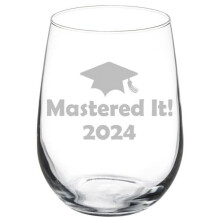 Weinglas-Kelch, lustig, Abschlussjahrgang 2024, Meister haben es gemeistert (17 oz, stielos)