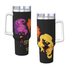 Hocus Pocus 40Oz Tumbler con manico e coperchio con cannuccia, tazza termica in acciaio inossidabile, borraccia da viaggio, portabicchiere, regalo