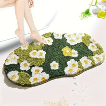 Tapete de musgo Hariumiu, compatível com banheiro e quarto, estampa floral de desenho animado, grosso, absorvente, antiderrapante e macio.