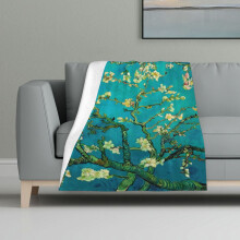 Teppe Flerfarget Trykt Teppe Supermykt Flanell Lett Fluffy Plysj Sengeteppe Vincent Van Gogh Blomstrende Mandeltre Blomsterkunst