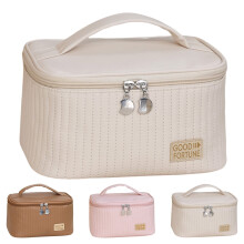 Borsa cosmetica da viaggio di grande capacità, astuccio per il trucco portatile in pelle PU, borsa da toilette impermeabile da donna, kit da