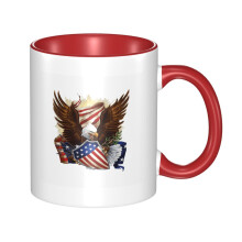 Kubek Vintage Eagle 4 lipca, flaga USA, patriotyzm, amerykański, dwukolorowy, modny ceramiczny kubek śniadaniowy, kubek do mleka, kubek do kawy