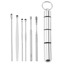 6 Pcs Stainless Steel Ear Wax Removal Kit with MultiTip Tools and Compact Storage Box