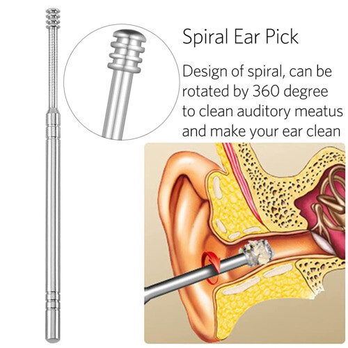 6 Pcs Stainless Steel Ear Wax Removal Kit with MultiTip Tools and Compact Storage Box 2
