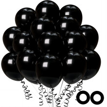 100 stk. 30 cm svarte lateksballonger med bånd, heliumkvalitet, til kjønnsavsløring, bursdag, babyshower, bryllup, halloween og juledekorasjoner