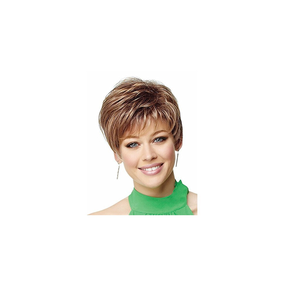 Short Straight Blonde Synthetic Wig for Women, Heat Resistant Fiber, Natural Looking with Wig Cap