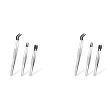 6 Pieces Tweezers with Rubber Tips Tweezers PVC Coated Tweezers Set, Rubber Straight and Flat Tip Tweezers Black