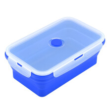 Lancheira VIFERR, 2 cores, 1200ml, retangular, de silicone, tipo Bento, dobrável, para micro-ondas (azul)