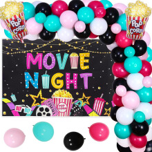 Decoração para festa de aniversário com tema de cinema para meninas, incluindo painel de fundo (compatível com outros artigos para festa de