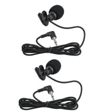 2x Mini microfono a condensatore portatile con clip da bavero, a mani libere, con jack da 3,5 mm, per computer, PC, laptop e altoparlante.