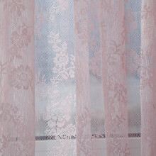 Floral Knitted Lace Curtain, Panel Sheer Voile Window Curtain Panel Drape Room Floral Tulle Scarfs Valances Curtains, 59.1 inch x 70.9 inch, Pink