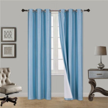 Light Blue 1-Piece Noa Solid Blackout Grommet-Top Window Curtain Panel 37" W X 84" L