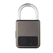 Lucchetto intelligente portatile con impronte digitali Tuya APP e supporto chiave USB per emergenze (grigio)