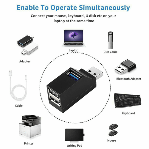 4 τεμάχια 3-θυρο USB Hub Mini USB3.0 Υψηλής ταχύτητας Hub Διανομέας Κουτιού για Φορητό 1