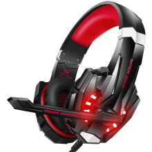 Gaming Headset for PS4 Headset with Microphone Noise Cancelling PC Headset with LED Lights Gaming Headphones-Black+red
