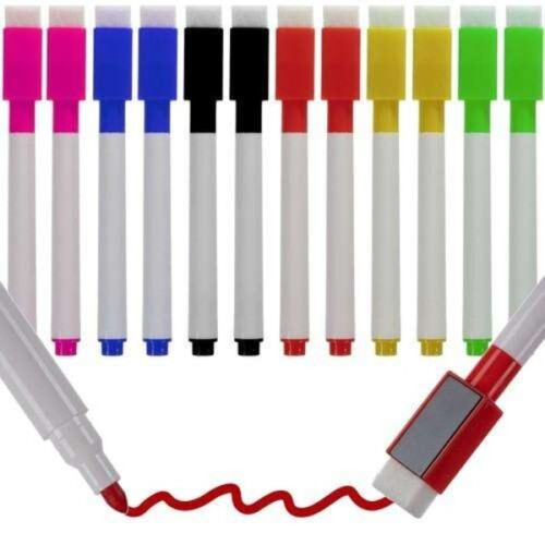 12er-Packung – Whiteboard-Stifte mit Radierer – Stifte
