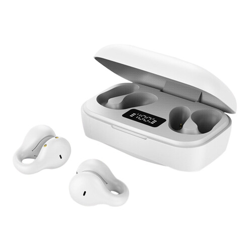 Auricolari wireless Avtoify, cuffie Bluetooth con display LED e microfono integrato, ideali per allenamento, giochi e corsa, colore bianco. 1