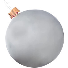 Palla di Natale gonfiabile gigante in PVC da 65 cm, decorazione natalizia gonfiabile per esterni per giardino, prato, veranda (argento, tinta unita)