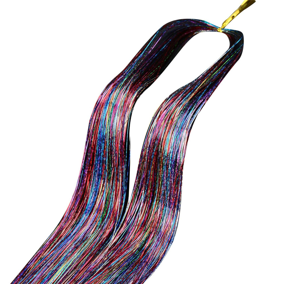 Hair Tinsel Extensions Kit with Tool, 12 Vibrant Colors, 36Inch Heat Resistant Silk Fairy Hair Strands