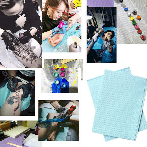 125pcs Disposable Tattoo Table Covers, Waterproof 3Layer Thickened PE Bed Sheets, 18x13in 2