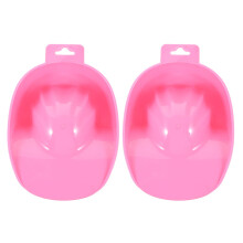 Pink Nail Soak Bowls 2 Pack for Manicure, HandSized Plastic Design for Polish Removal