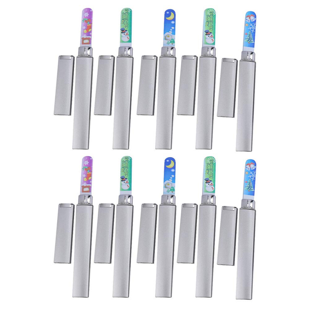 Christmas Glass Nail File Set with Nail Buffers for Smooth Manicure and Pedicure 10pcs