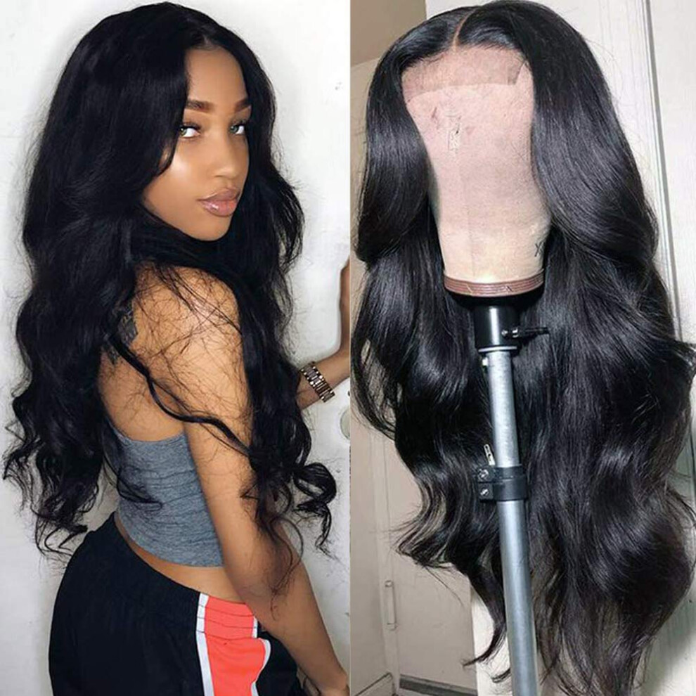 Unisex Brazilian Body Wave Lace Front Wig Human Hair 22 Inch Preplucked Hairline 150% Density