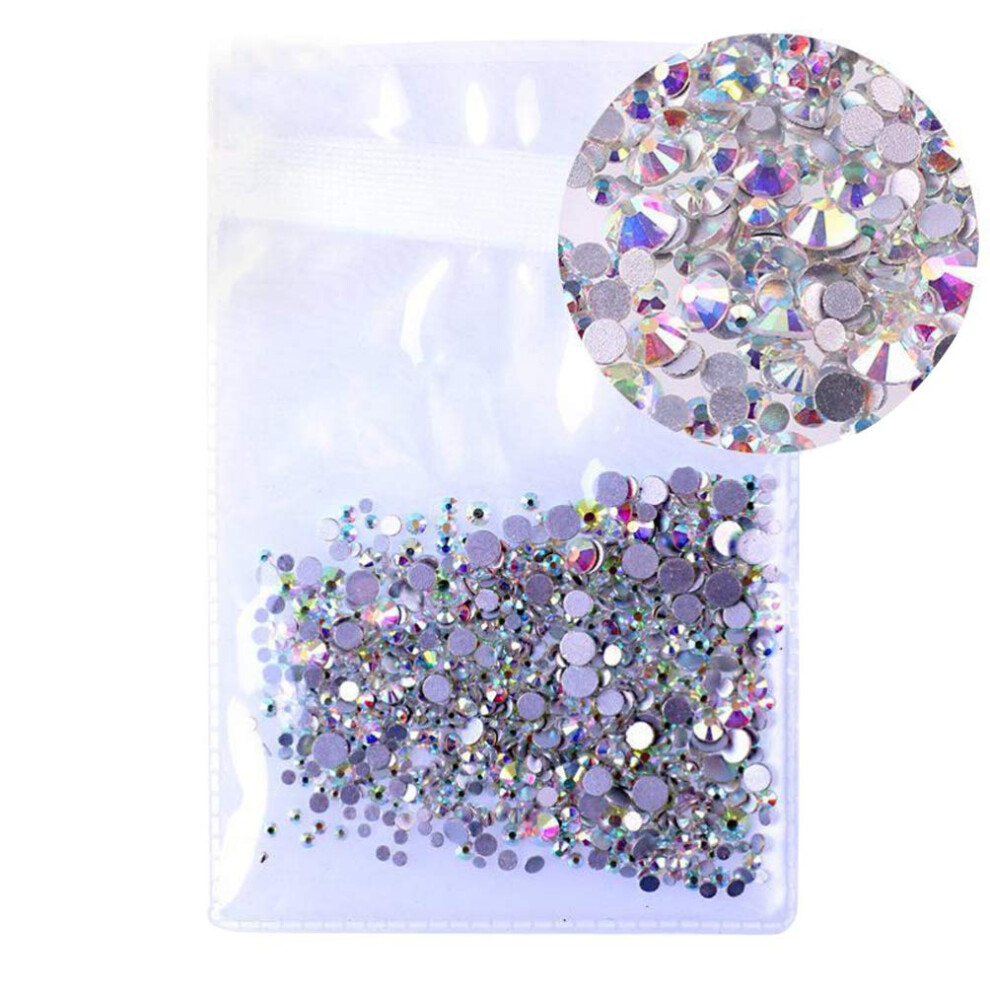 1440pcs Crystal AB Nail Art Rhinestones Flat Bottom Glass Gems for DIY Jewelry and Multiuse Decoration