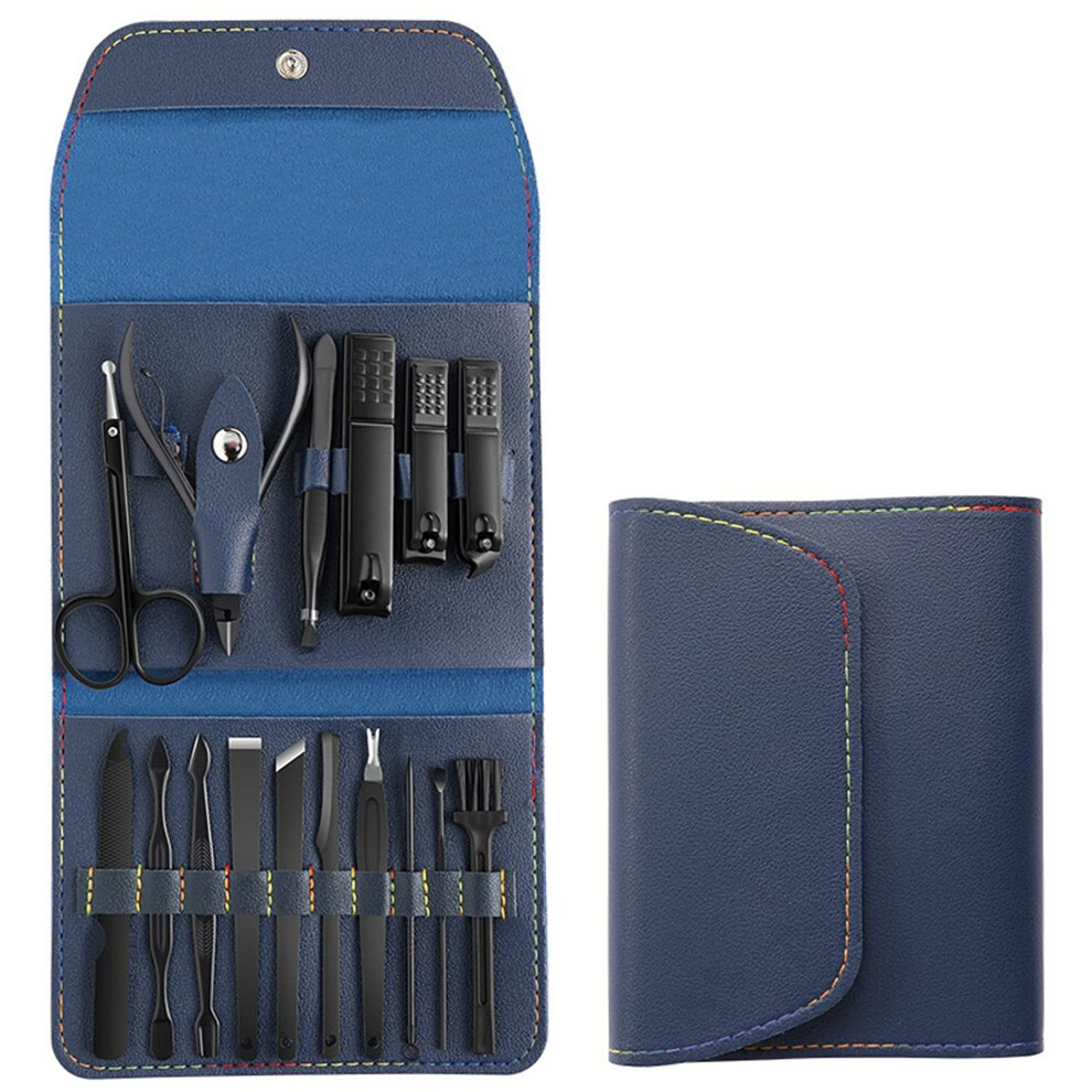 Brown Manicure Set With Nail Clippers Scissors And Grooming Tools For Travel, 12Piece Kit