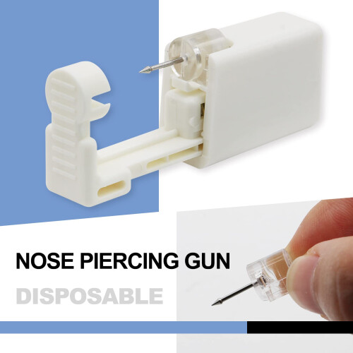Nose Piercing Gun Kit 2Pcs Disposable SingleUse with Preloaded Black Stud Easy Grip Design 1