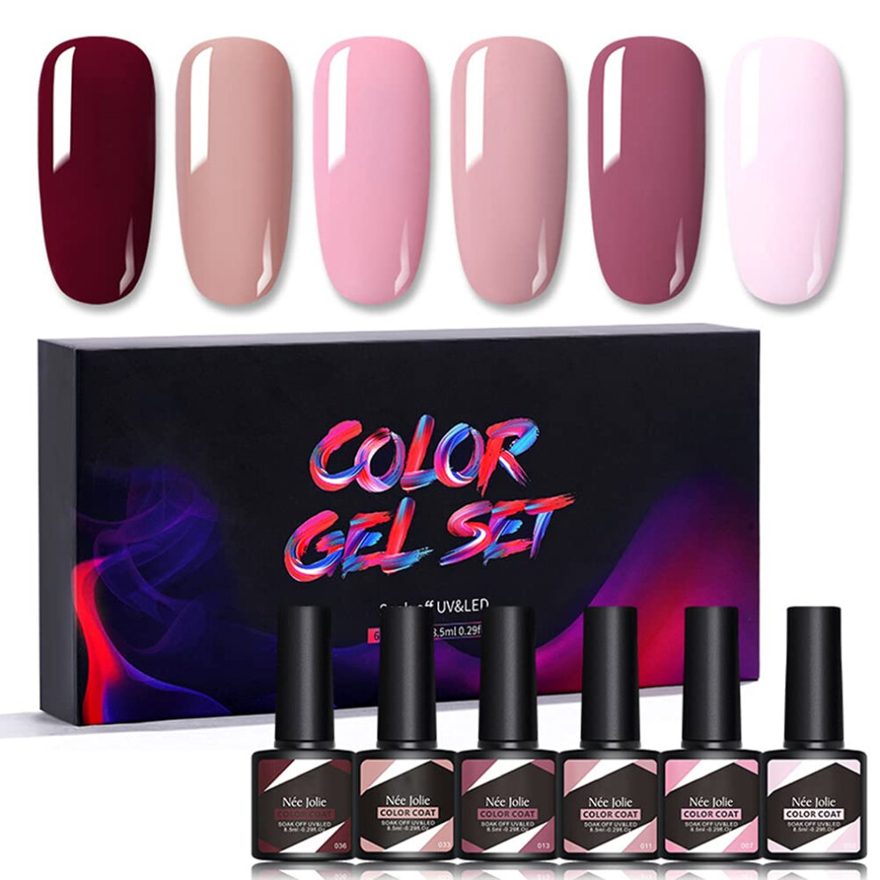 6Pcs Gel Nail Polish Set 8.5ml UV LED Semi Permanent, Long Lasting Manicure for Beginners