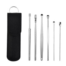 Ear Wax Removal Kit 6in1 Reusable Stainless Steel Ear Cleaner with Dual Head Spring and Case