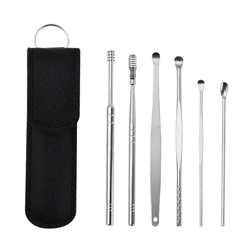 Ear Wax Removal Kit 6in1 Stainless Steel Ear Cleaning Tool Set with Case Dual Head Design