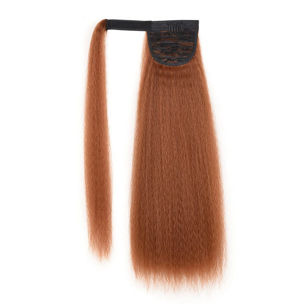 Unisex Ponytail Hair Extensions 22 Inch Afro Kinky Curly Wrap Around Synthetic Hairpiece Color 30 2Pcs