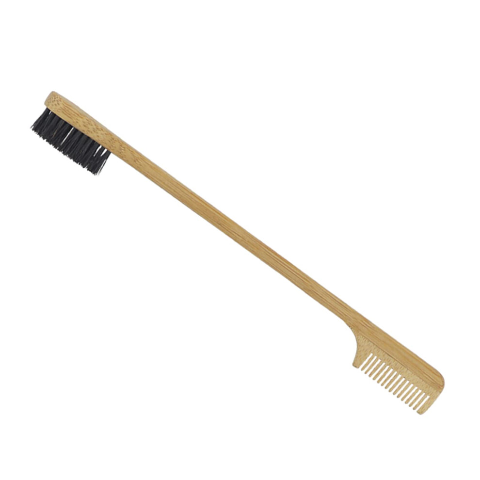Black Bamboo 2In1 Eyebrow And Edge Control Brush With Dualsided Comb For Precise Grooming
